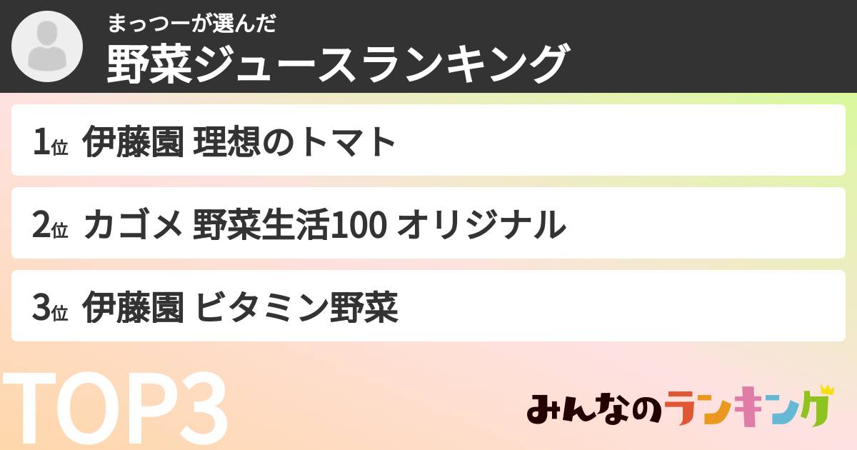 まっつーさんの「野菜ジュースランキング」