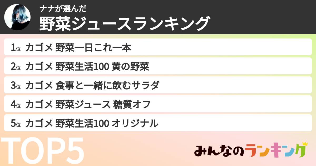 ナナさんの「野菜ジュースランキング」