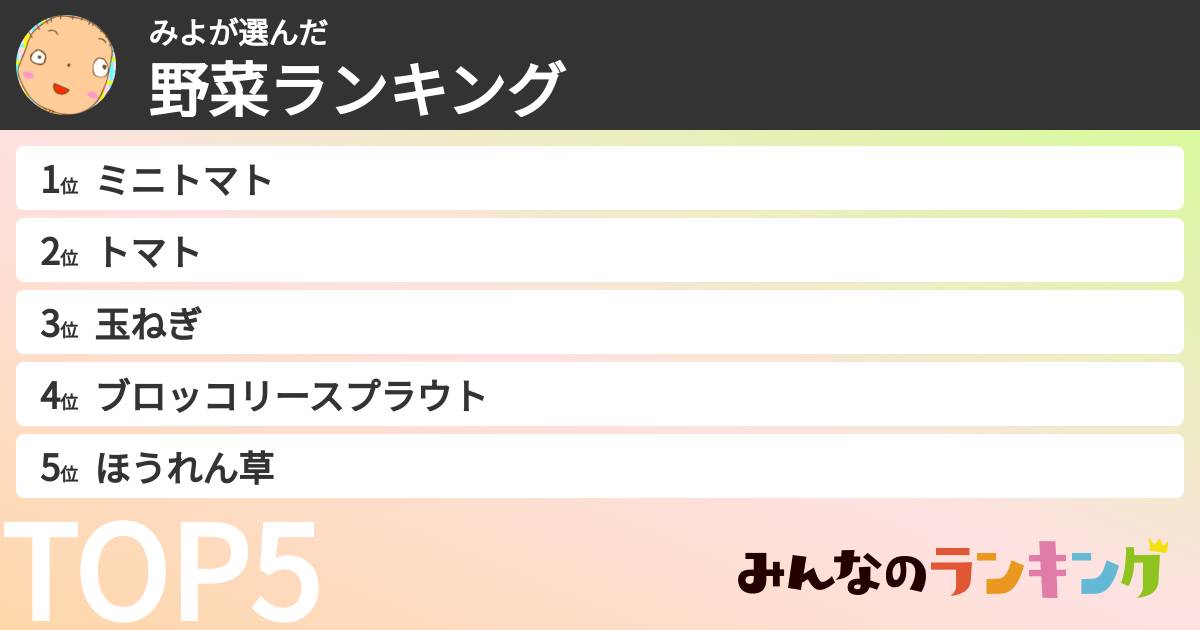 みよさんの「野菜ランキング」
