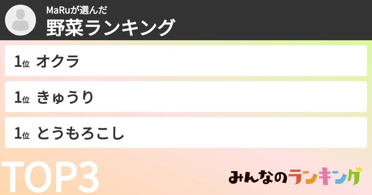 MaRuさんの「野菜ランキング」