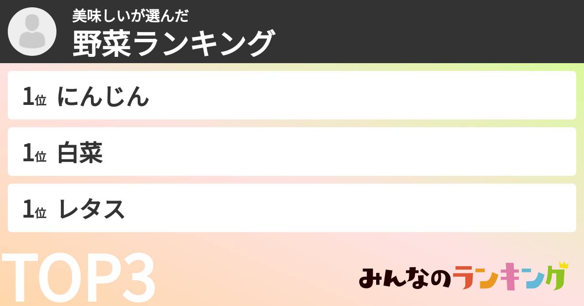 美味しいさんの「野菜ランキング」