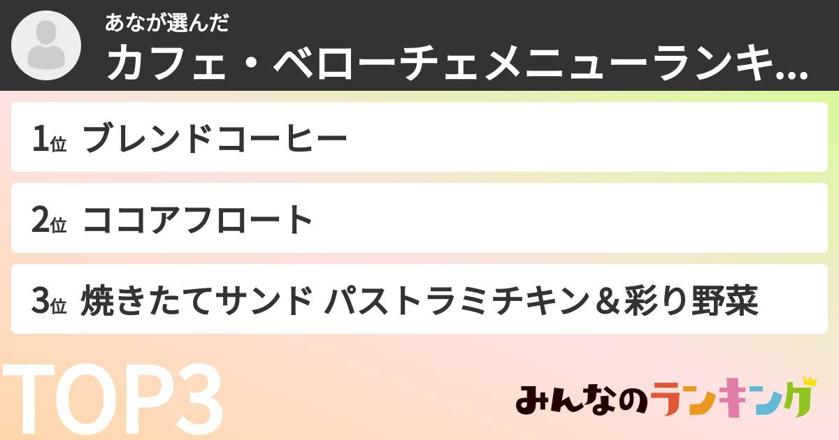 あなさんの「カフェ・ベローチェメニューランキング」