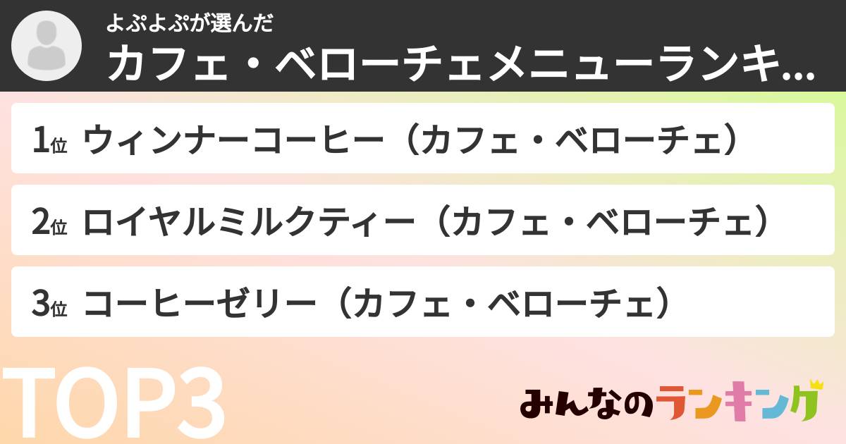 よぷよぷさんの「カフェ・ベローチェメニューランキング」