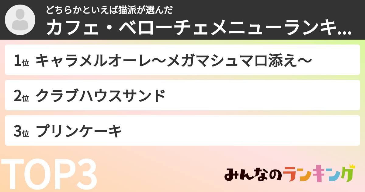 どちらかといえば猫派さんの「カフェ・ベローチェメニューランキング」