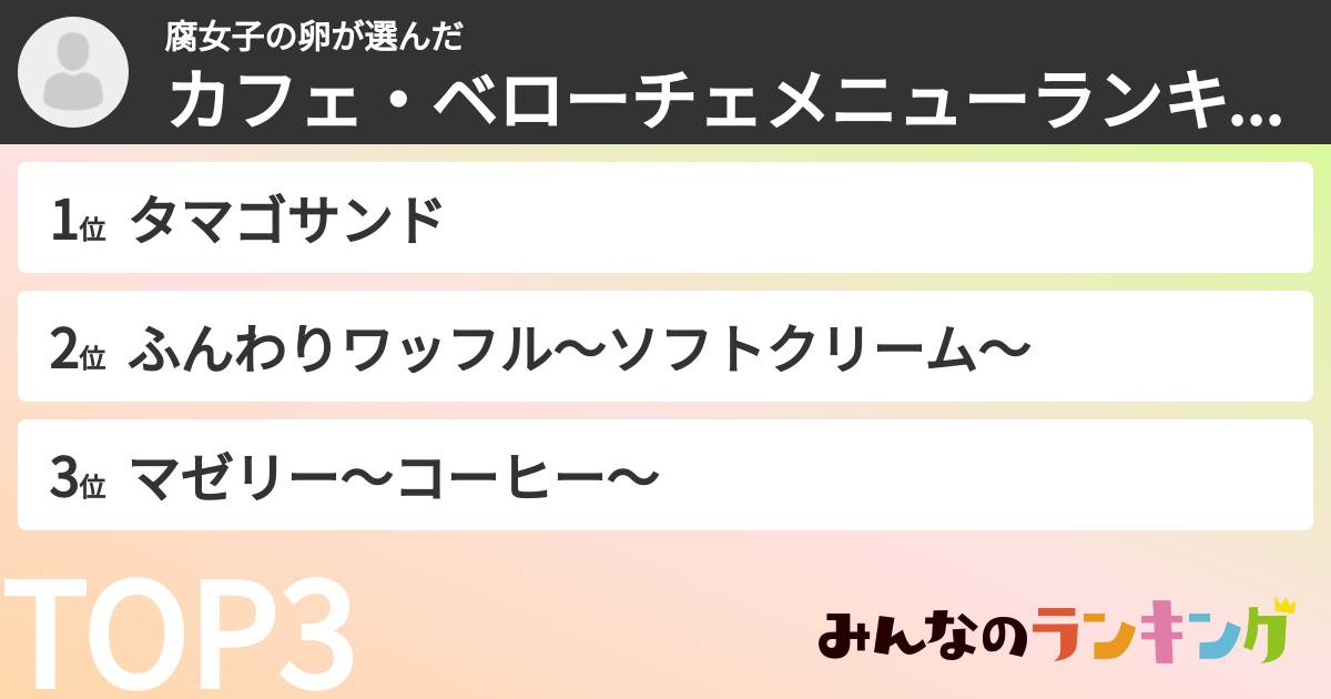 腐女子の卵さんの「カフェ・ベローチェメニューランキング」