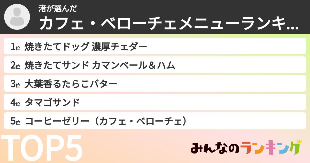 渚さんの「カフェ・ベローチェメニューランキング」