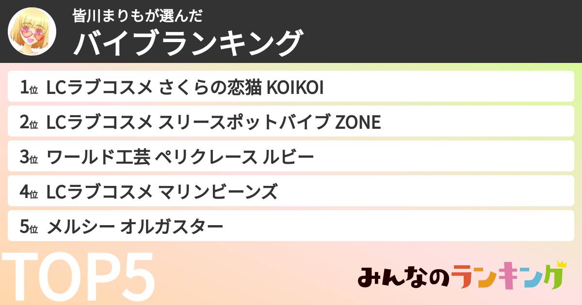 皆川まりもさんの「バイブランキング」
