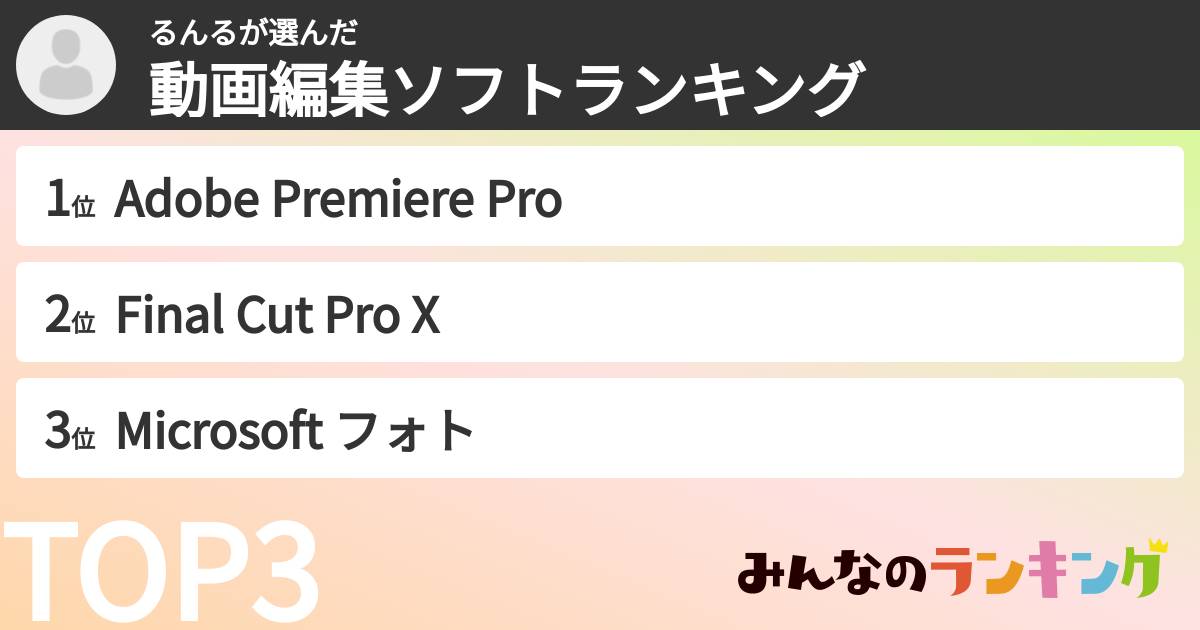 るんるさんの「動画編集ソフトランキング」