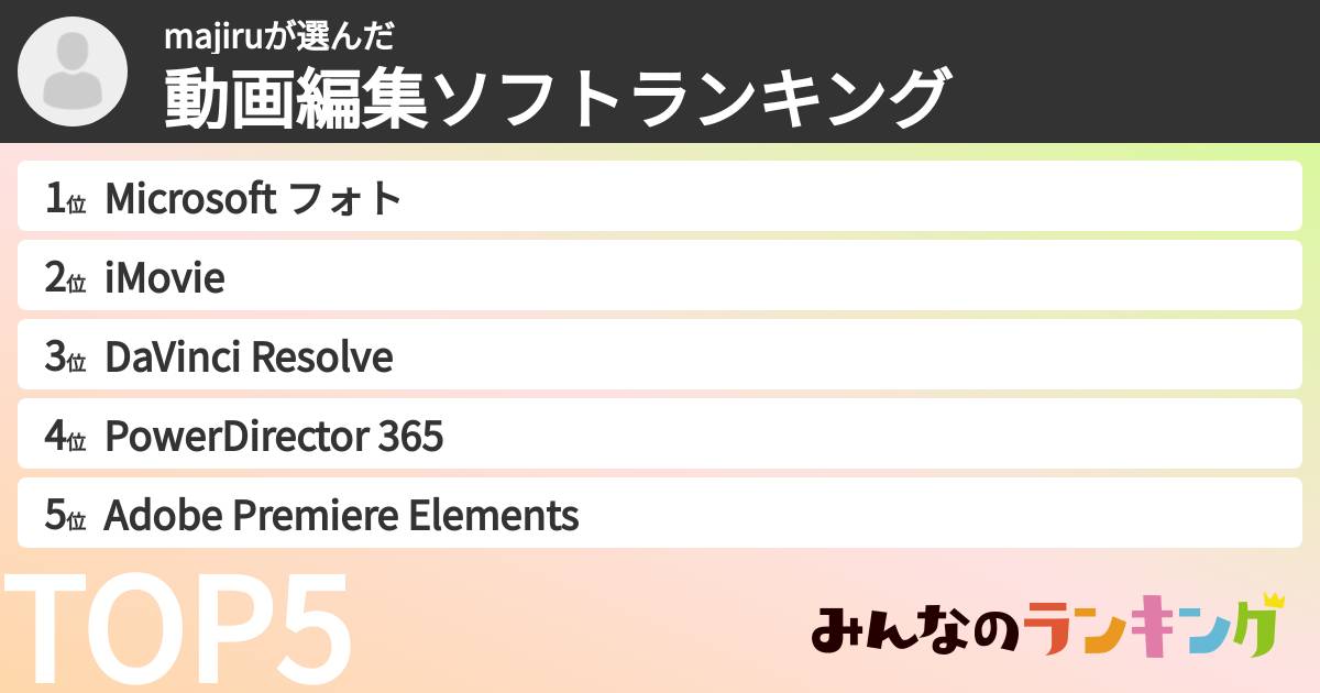 majiruさんの「動画編集ソフトランキング」
