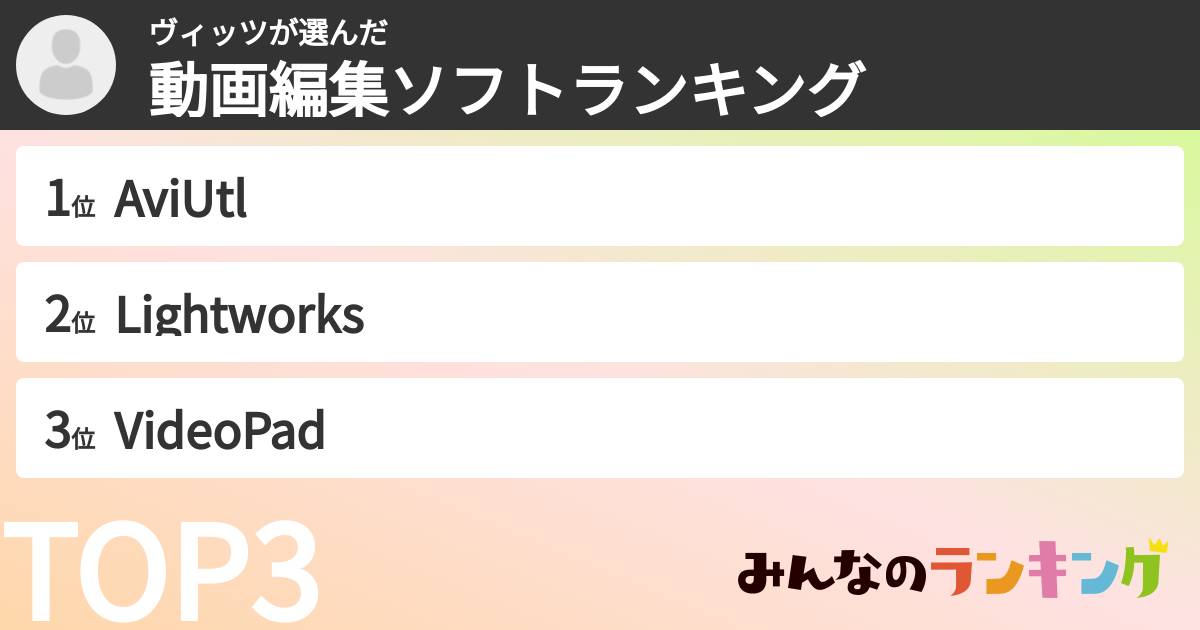 ヴィッツさんの「動画編集ソフトランキング」