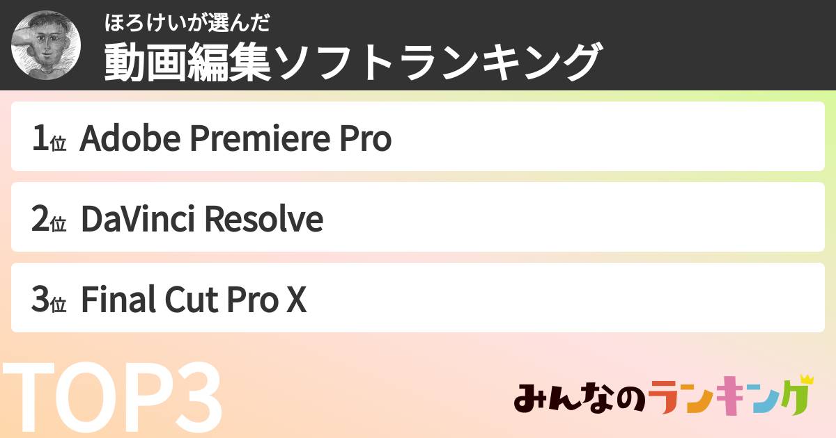 ほろけいさんの「動画編集ソフトランキング」