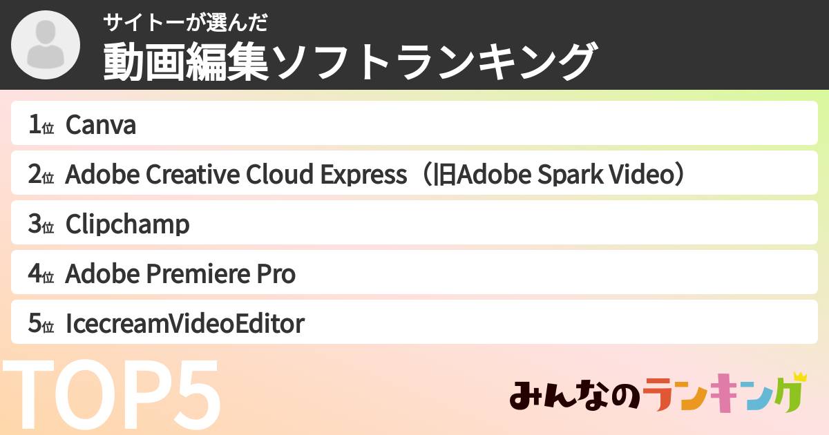 サイトーさんの「動画編集ソフトランキング」