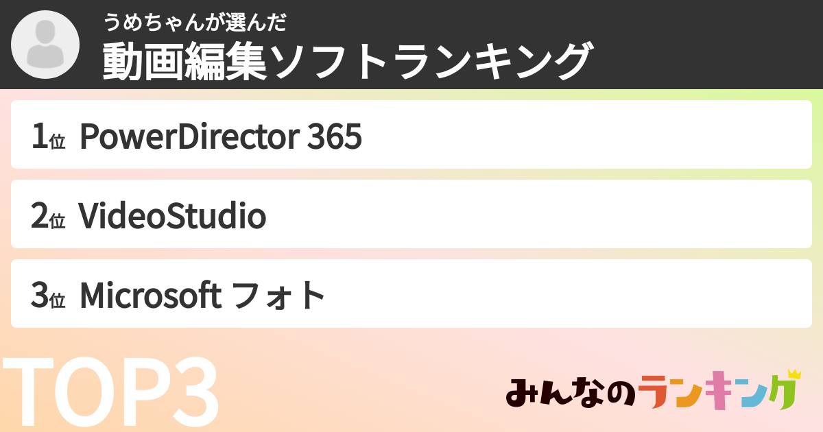 うめちゃんさんの「動画編集ソフトランキング」