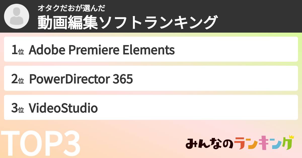 オタクだおさんの「動画編集ソフトランキング」