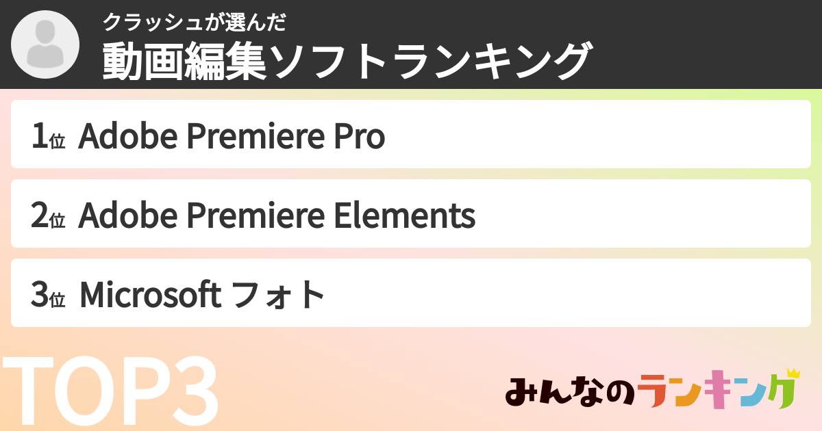 クラッシュさんの「動画編集ソフトランキング」