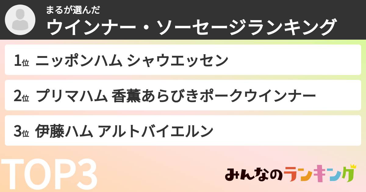 まるさんの「ウインナー・ソーセージランキング」