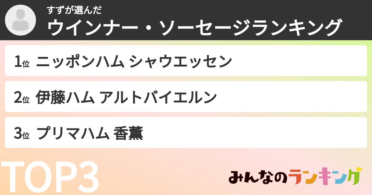 すずさんの「ウインナー・ソーセージランキング」