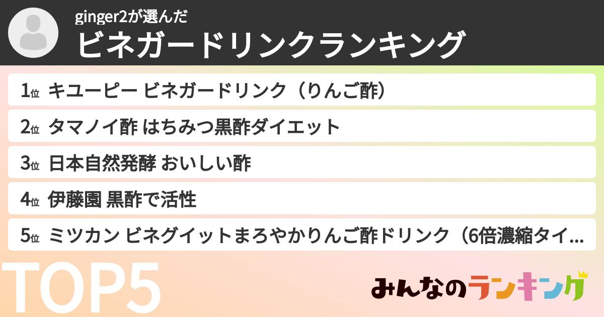 ginger2さんの「ビネガードリンクランキング」