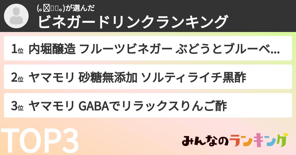(｡☌ᴗ☌｡)さんの「ビネガードリンクランキング」
