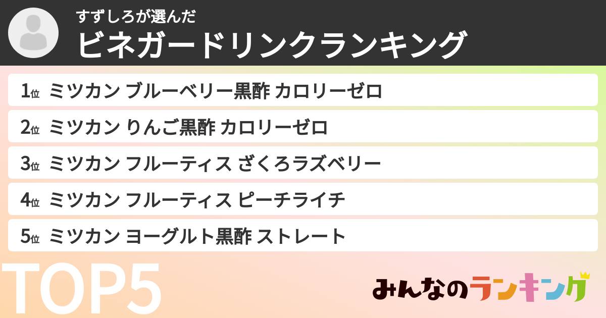 すずしろさんの「ビネガードリンクランキング」