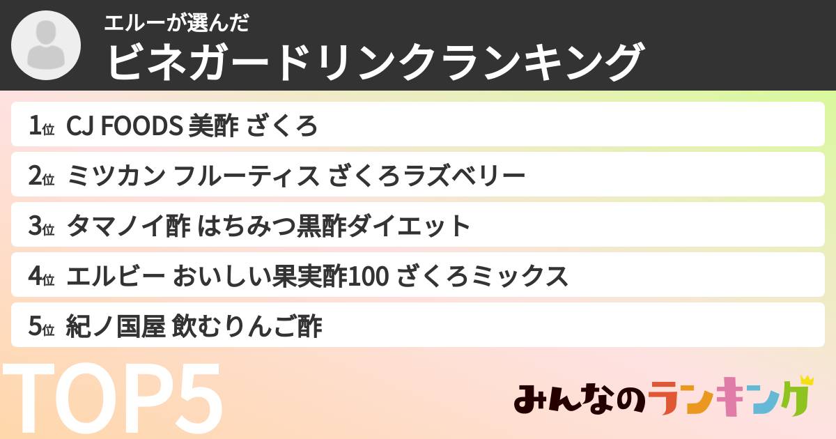 エルーさんの「ビネガードリンクランキング」