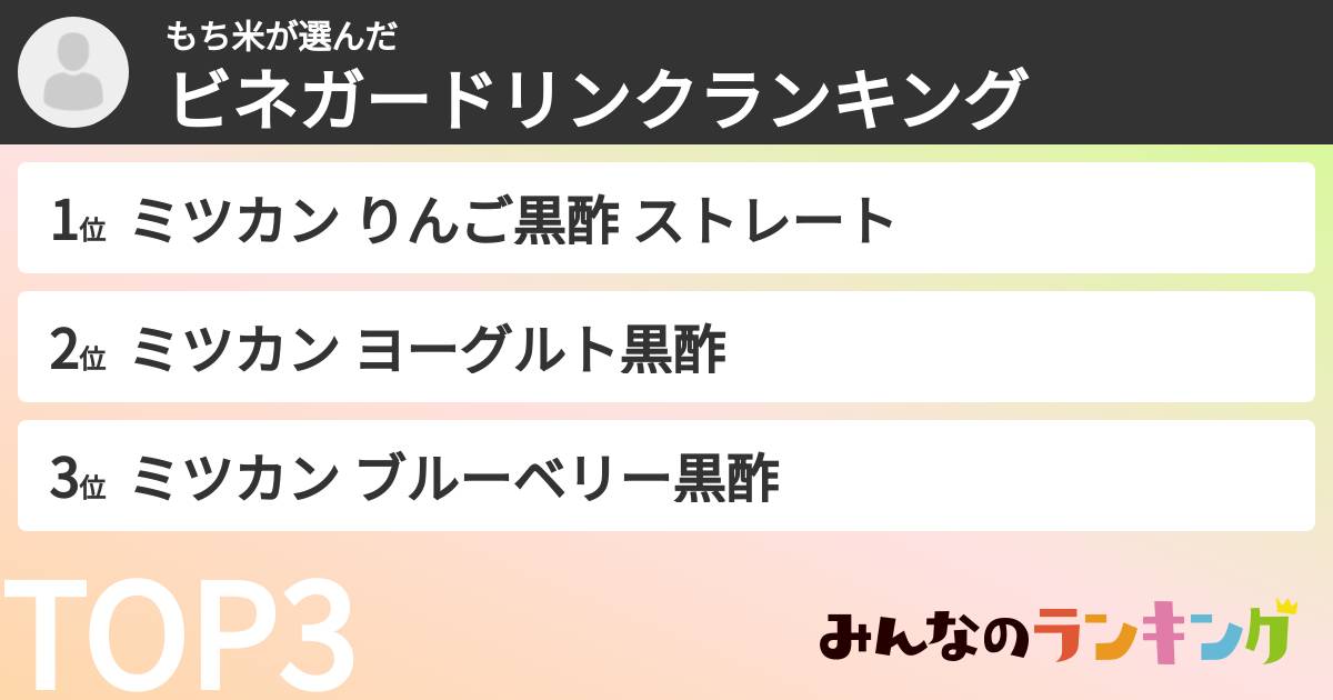 もち米さんの「ビネガードリンクランキング」