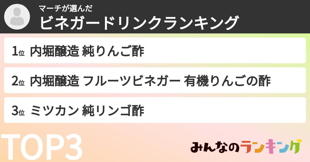マーチさんの「ビネガードリンクランキング」