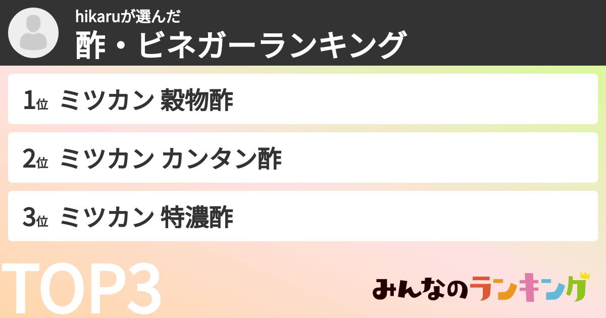 hikaruさんの「酢・ビネガーランキング」