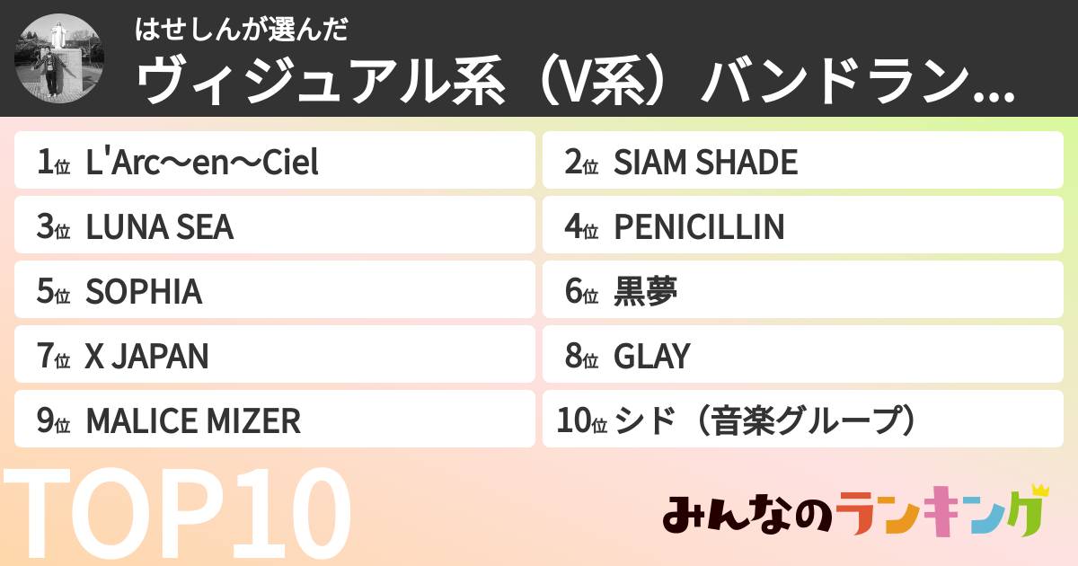 はせしんさんの「ヴィジュアル系（V系）バンドランキング」