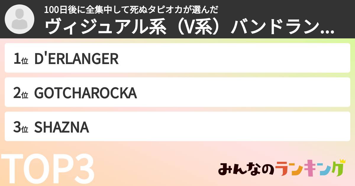 100日後に全集中して死ぬタピオカさんの「ヴィジュアル系（V系）バンドランキング」