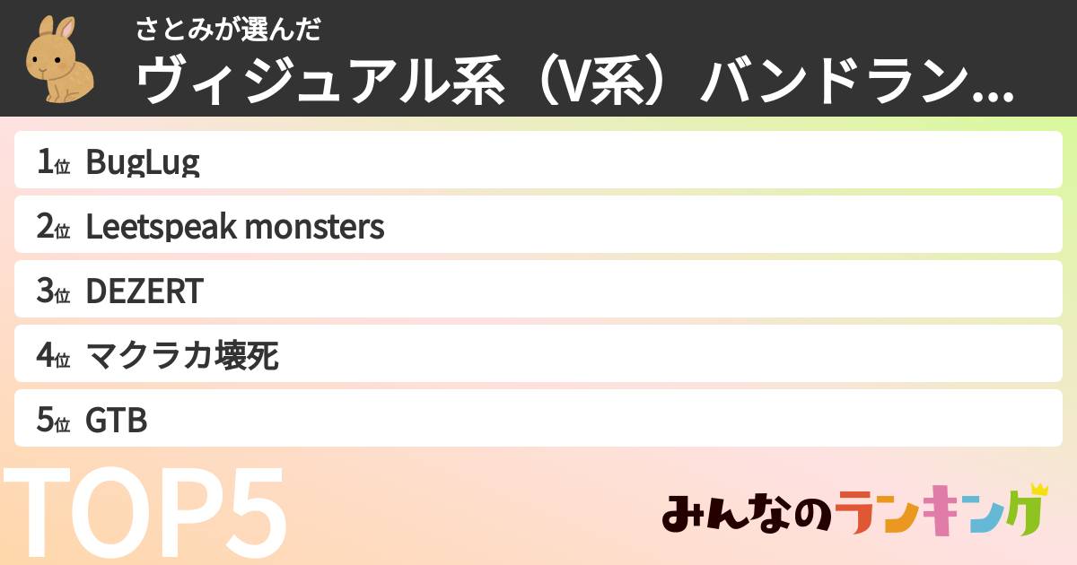 さとみさんの「ヴィジュアル系（V系）バンドランキング」