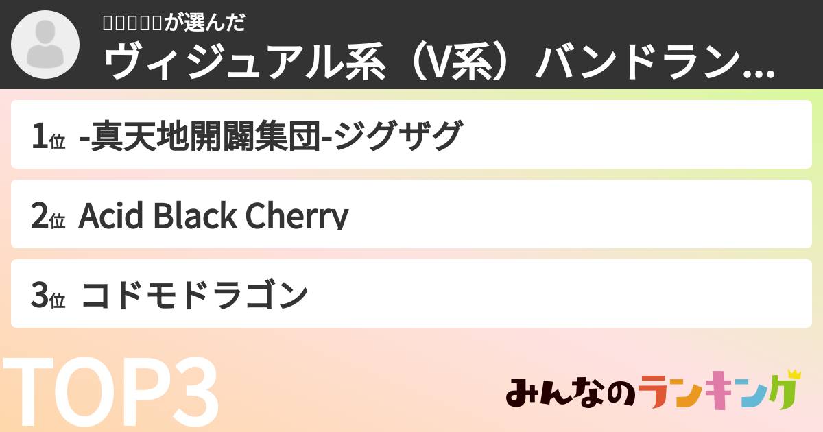 ɐʞɐʎɐさんの「ヴィジュアル系（V系）バンドランキング」