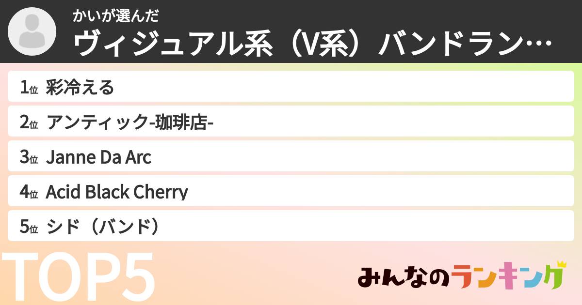 かいさんの「ヴィジュアル系（V系）バンドランキング」
