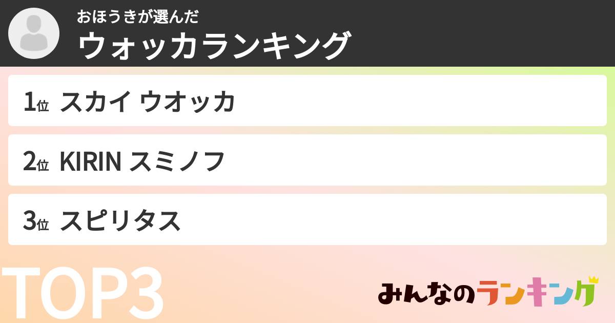 おほうきさんの「ウォッカランキング」