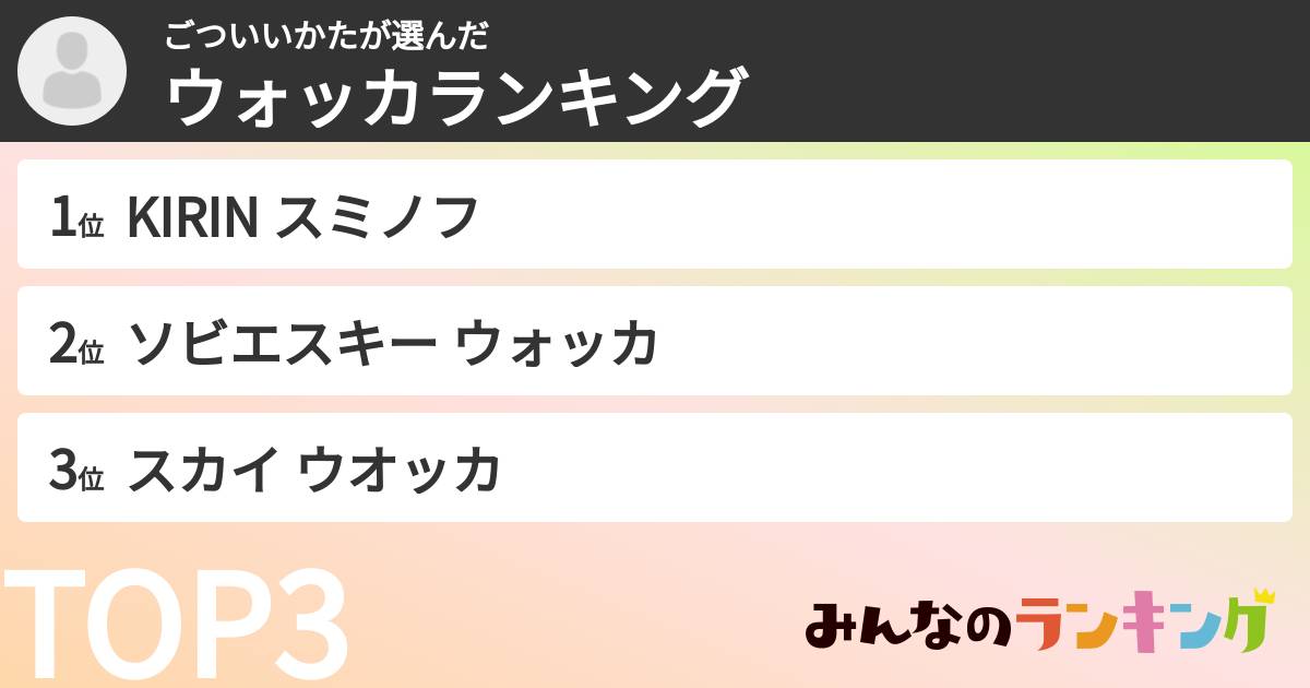 ごついいかたさんの「ウォッカランキング」