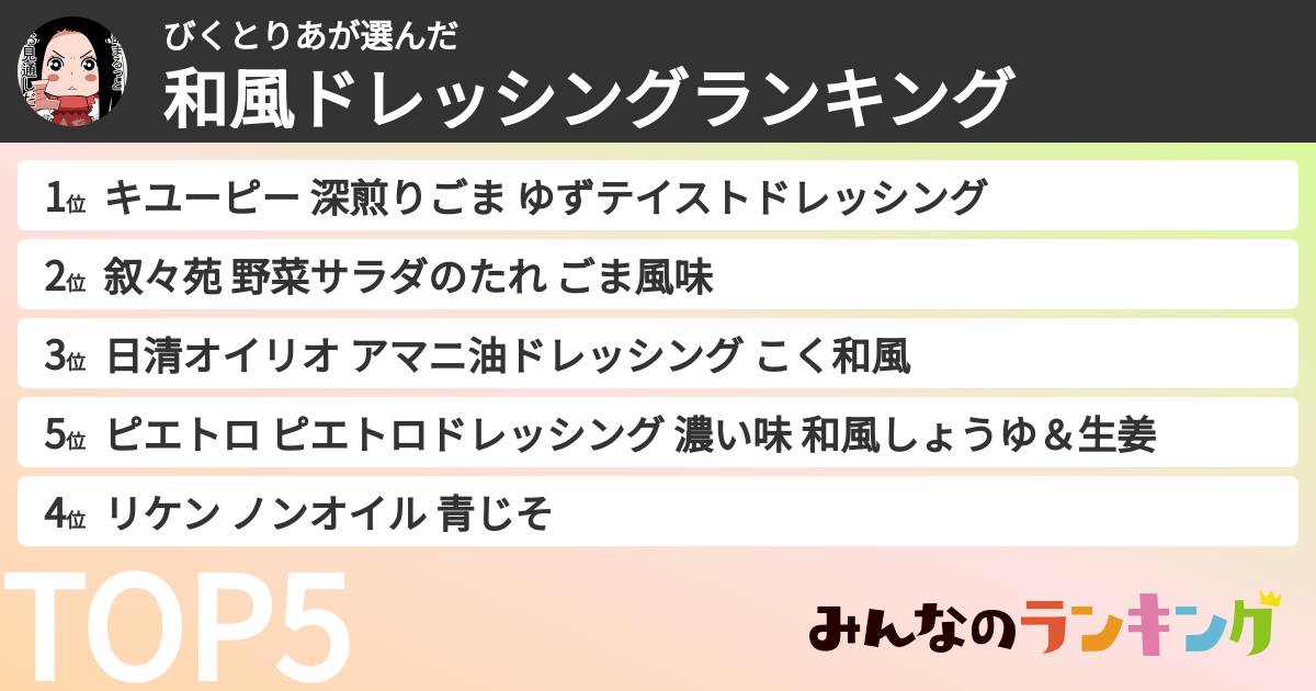 びくとりあさんの「和風ドレッシングランキング」