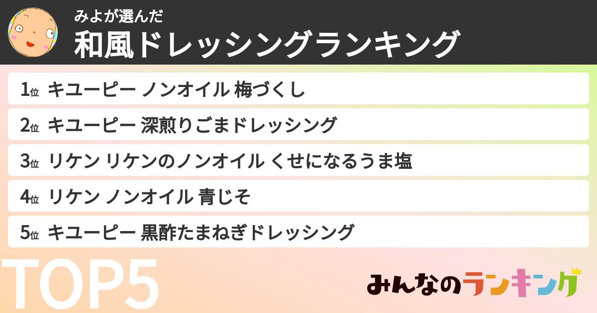 みよさんの「和風ドレッシングランキング」