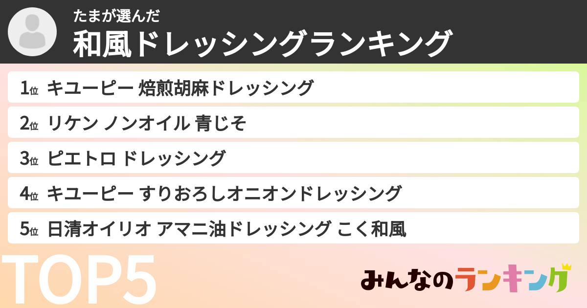 たまさんの「和風ドレッシングランキング」