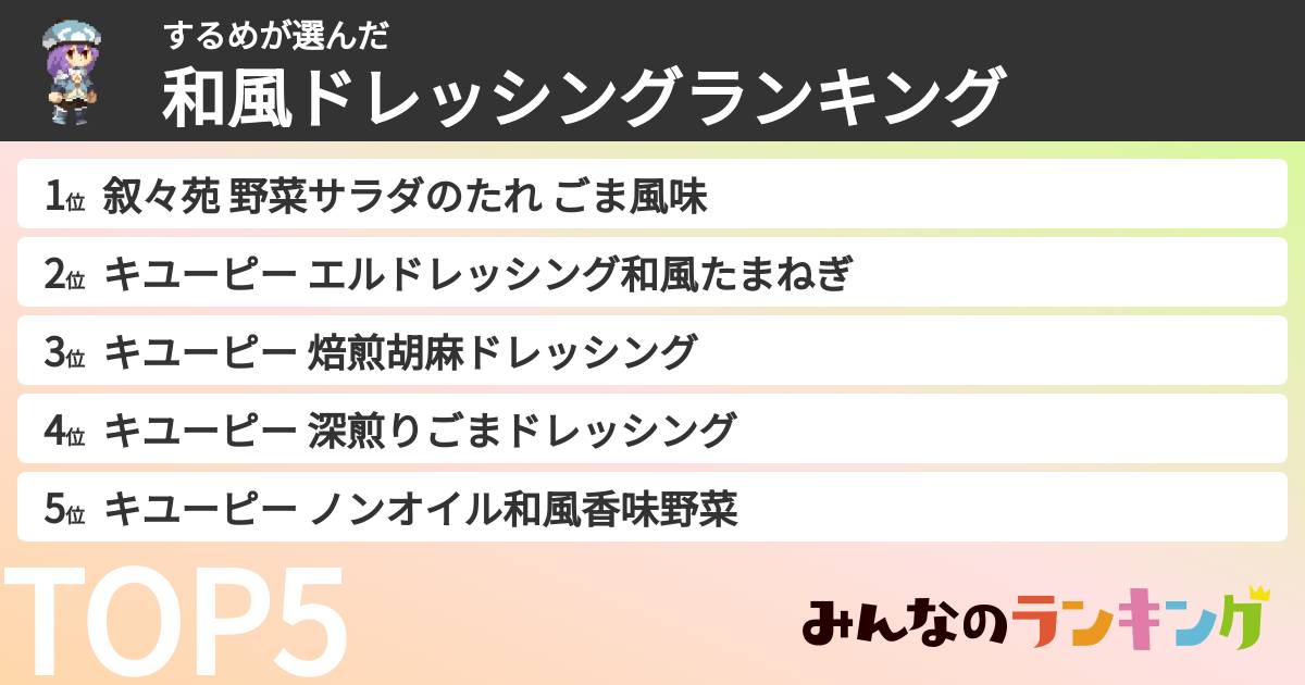 するめさんの「和風ドレッシングランキング」