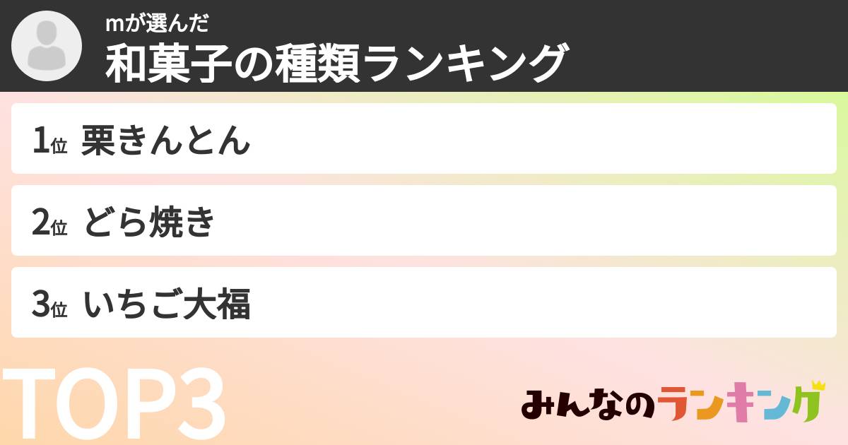 mさんの「和菓子の種類ランキング」