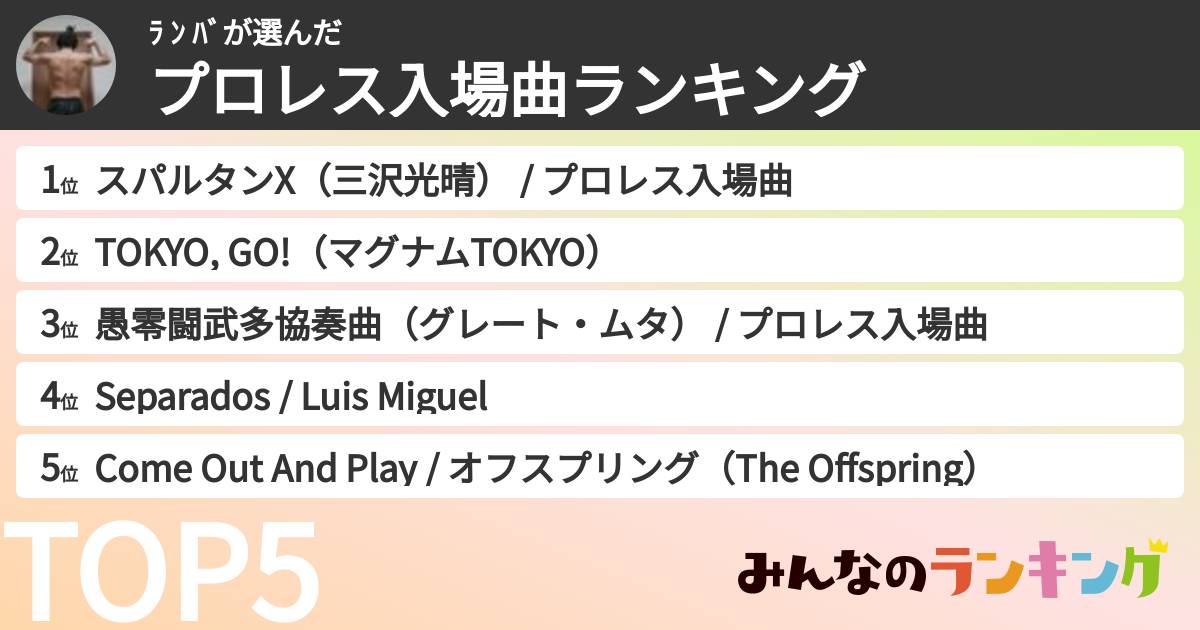 ﾗ ﾝ ﾊﾞさんの「プロレス入場曲ランキング」