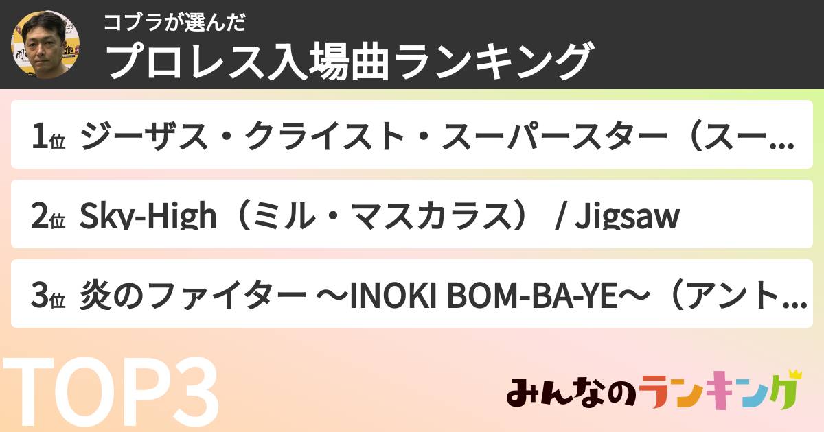 コブラさんの「プロレス入場曲ランキング」