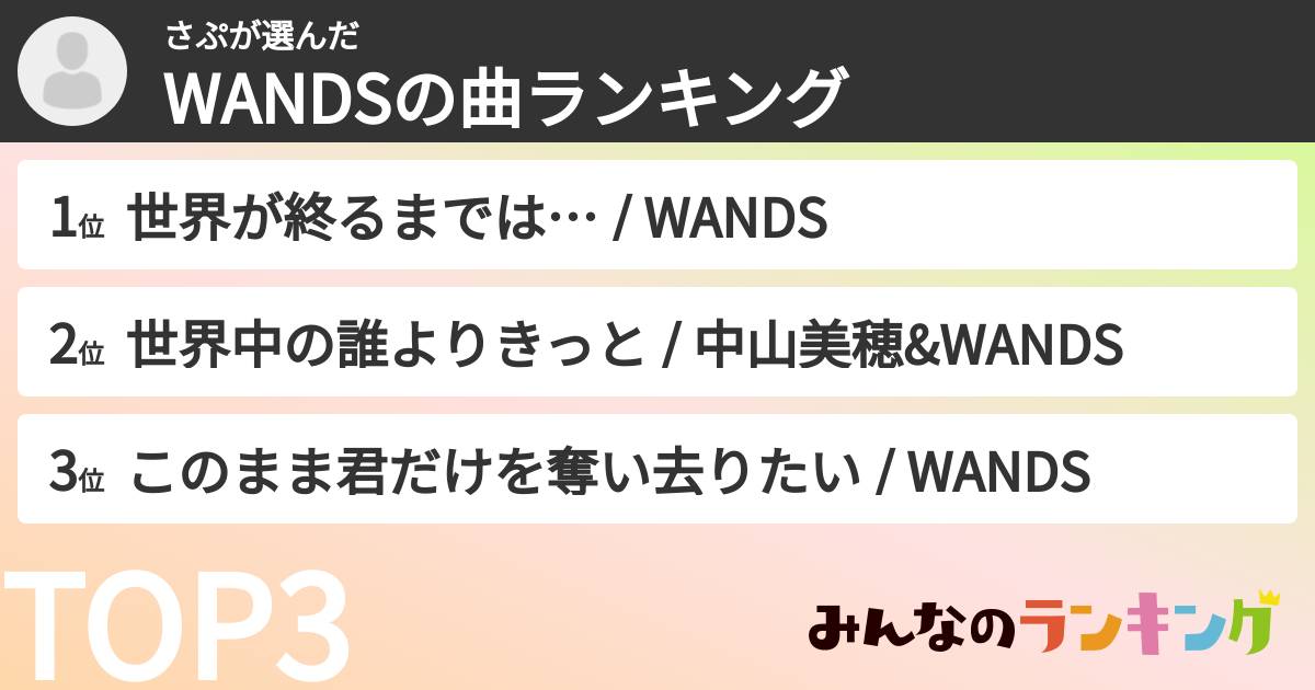 さぷさんの「WANDSの曲ランキング」
