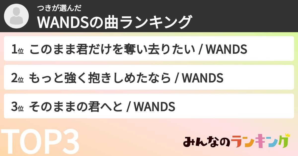 つきさんの「WANDSの曲ランキング」