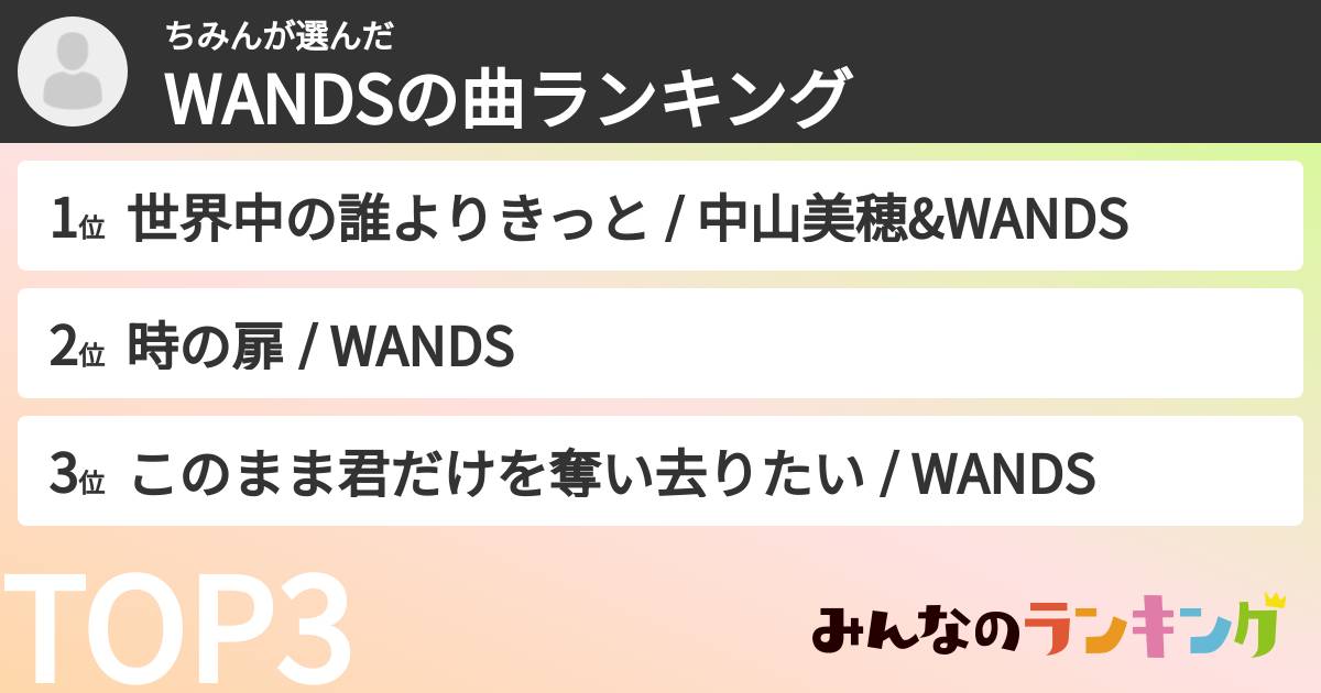 ちみんさんの「WANDSの曲ランキング」