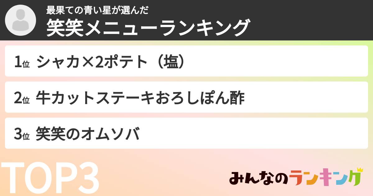 最果ての青い星さんの「笑笑メニューランキング」