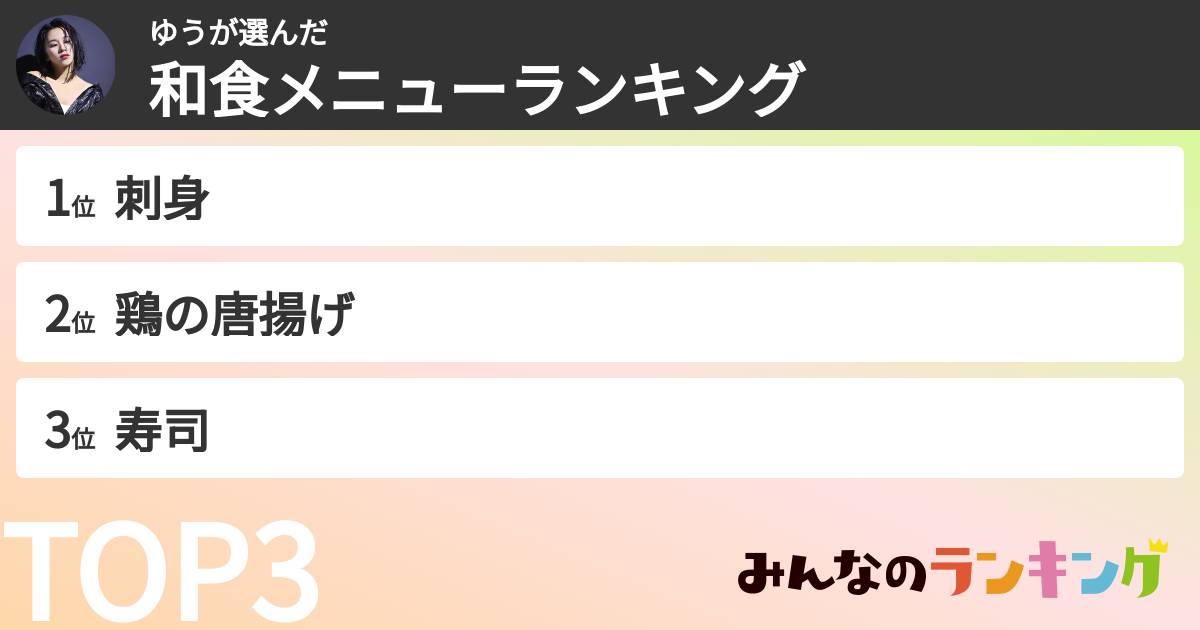ゆうさんの「和食メニューランキング」