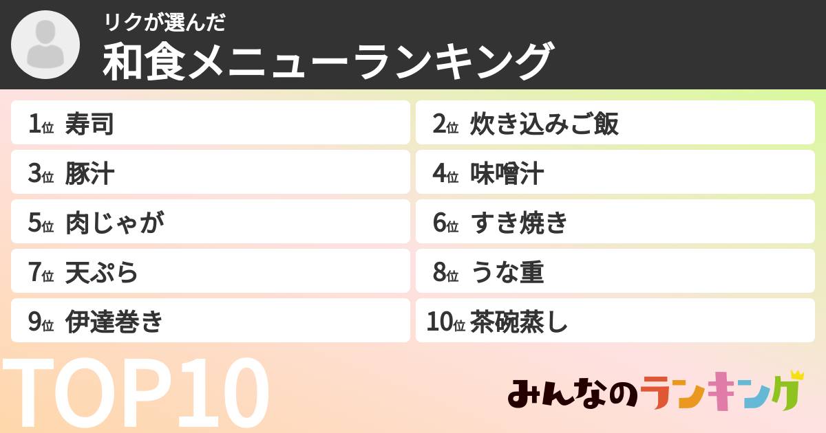 リクさんの「和食メニューランキング」