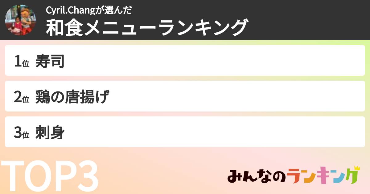 Cyril.Changさんの「和食メニューランキング」