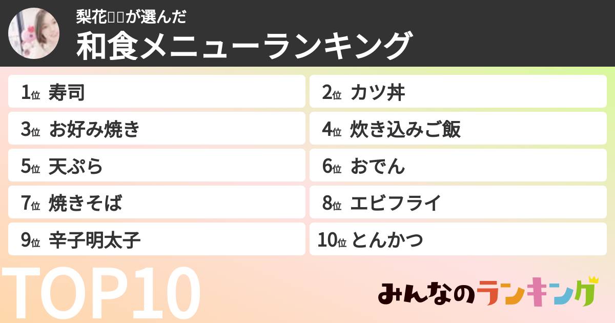 梨花🥞🐼さんの「和食メニューランキング」
